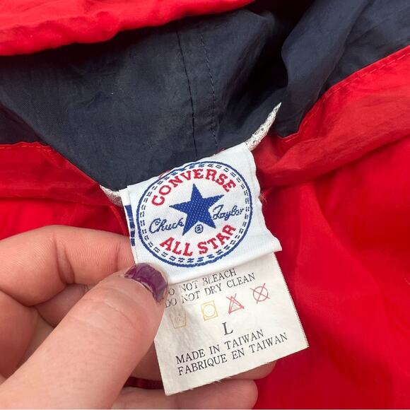 VINTAGE Converse Red, White and Blue Track Jacket Windbreaker - Picture 7 of 9